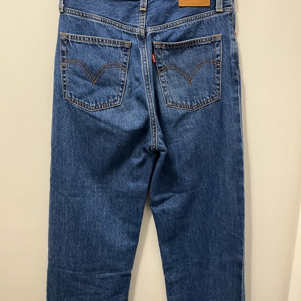 Levi's High Rise Straight Leg Jeans - Dark Blue Wash - Picture 9 of 16